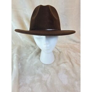 Lisianthus Brown Felt Fedora Hat Wide Brim Style